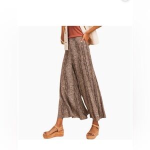 Anthropologie Snake Print Wide Leg Skirted Pants
